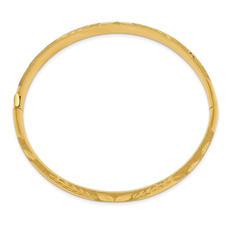 14k 5/16 Oversized Laser-Cut 8.00mm Hinged Oval Bangle Bracelet