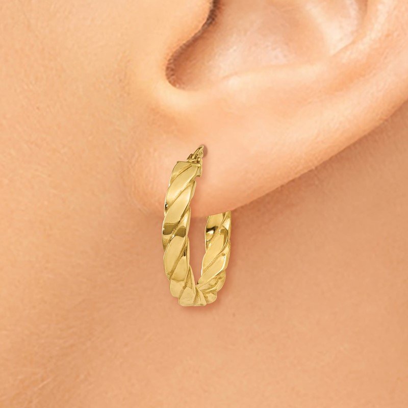 14K Small 3mm Patterned Hoop Earrings