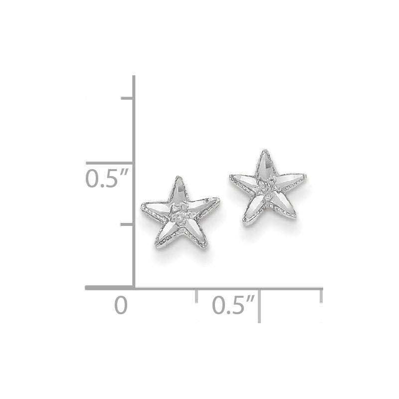 14k White Gold Diamond-cut Starfish Earrings
