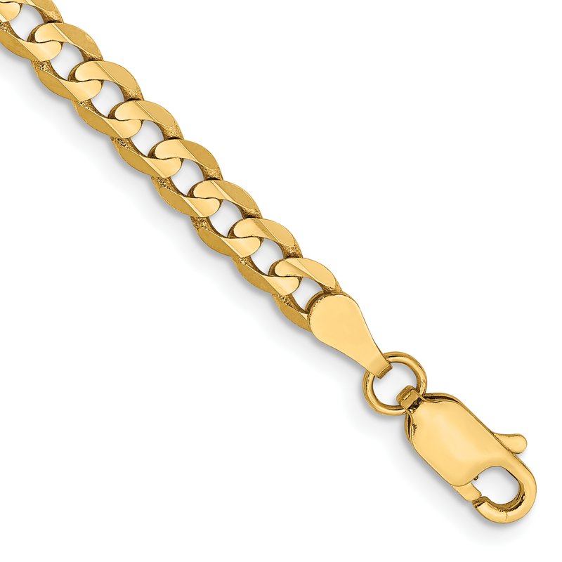14K 26 inch 3.8mm Open Concave Curb with Lobster Clasp Chain