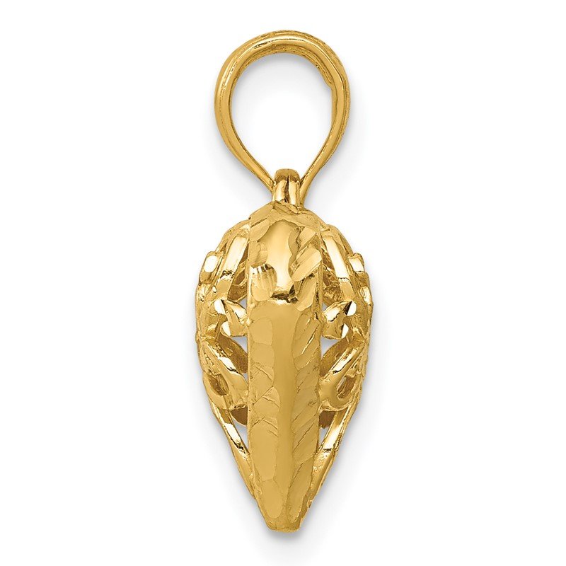 14K Polished 3-D Filigree Puffed Heart Pendant