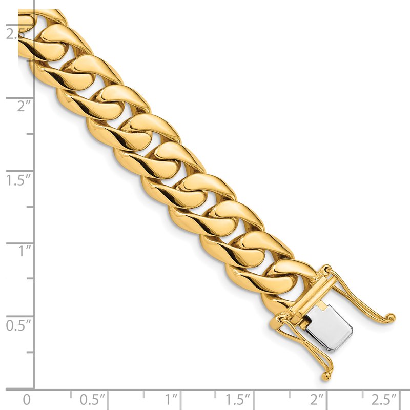 14K 20 inch 10.8mm Hand Polished Rounded Curb Link with Box Catch Clasp Chain