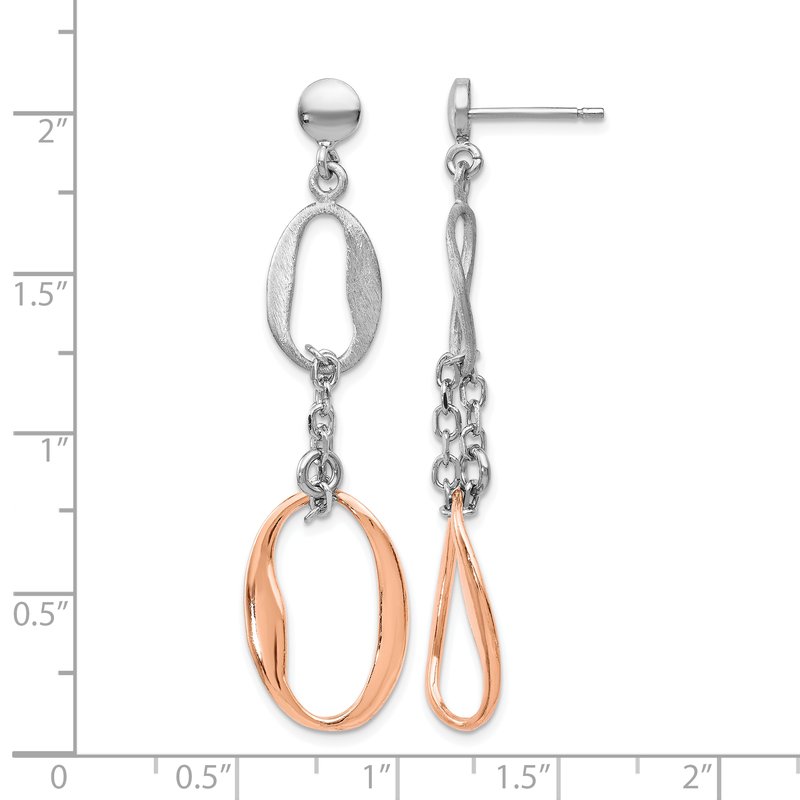 Sterling Silver Rose-plated Polished Scratch-finish Earrings