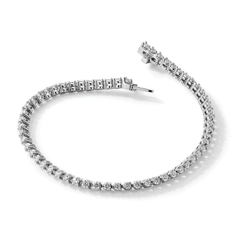 14K White Gold 2 3/8 carat Lab Grown Diamond VS+ F+ Complete Tennis Bracelet