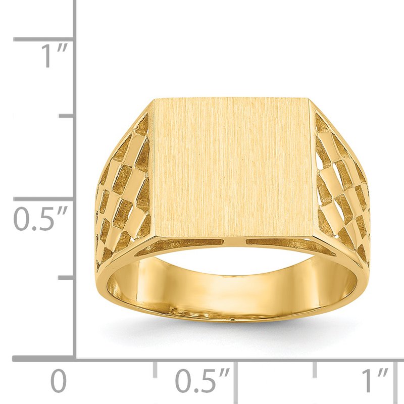 14k 12.5x12.0mm Open Back Mens Signet Ring