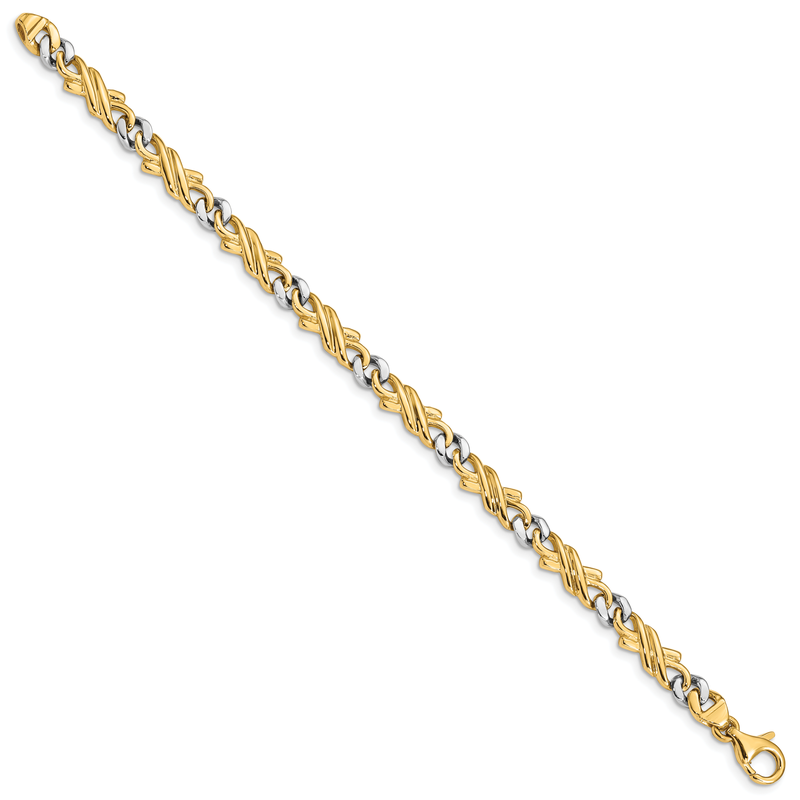14K Two-tone 18 inch 6mm Hand Polished Fancy Link with Fancy Lobster Clasp Chain
