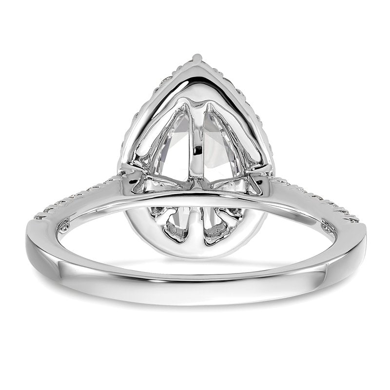 14K White Gold 1/3 carat Lab Grown Diamond VS+ F+ Semi-Mount Pear Halo Engagement Ring