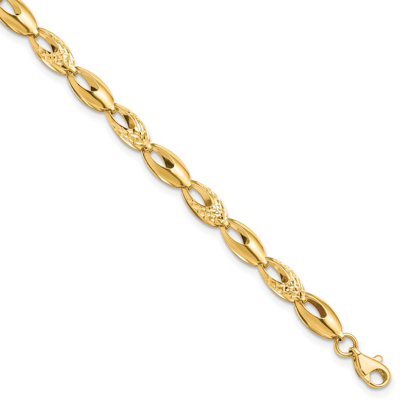 14K Polished and D/C Bracelet
