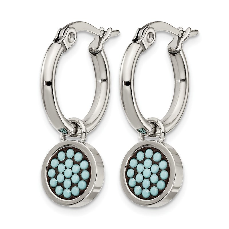 Stainless Steel Polished with Preciosa Crystal Circle Dangle Hoop Earrings