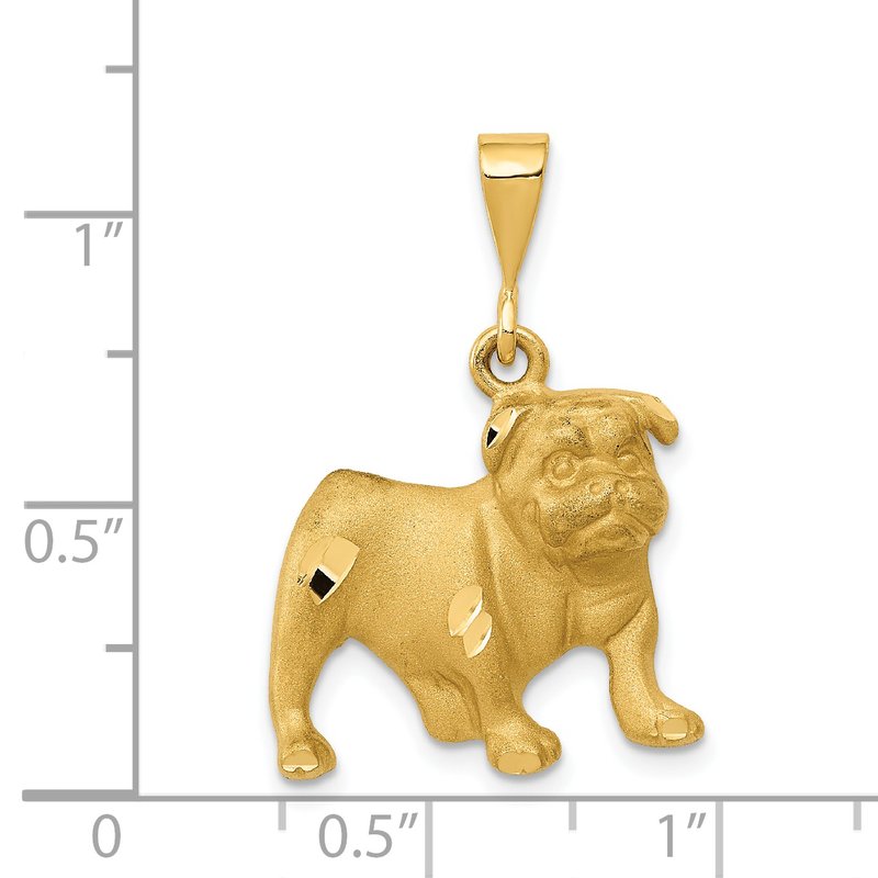 14k Satin Diamond-cut Bulldog Pendant