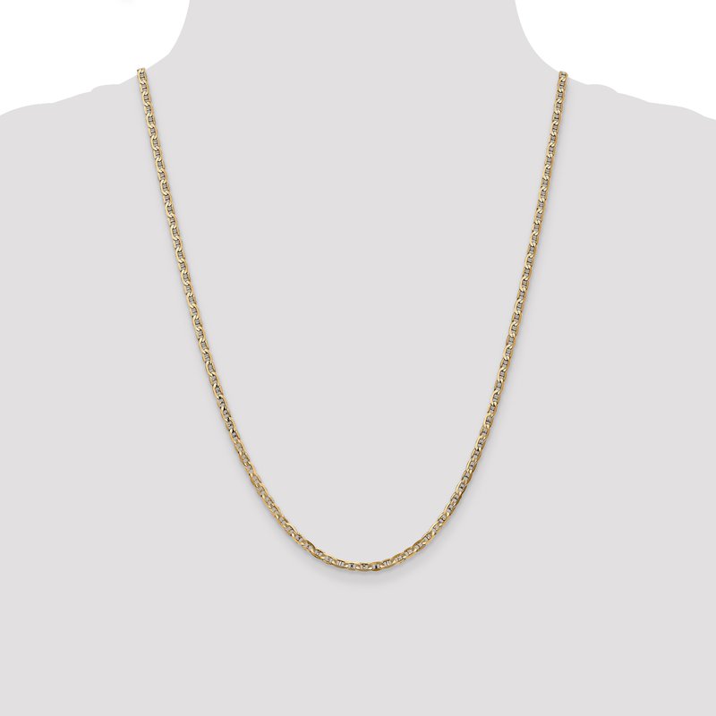 14K 10 inch 3mm Concave Anchor with Lobster Clasp Chain