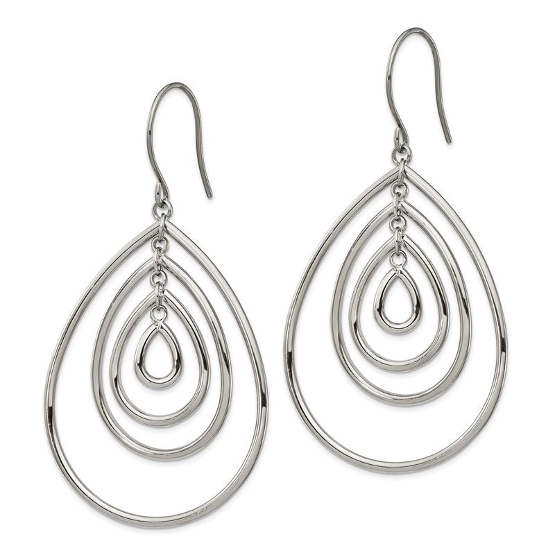 Stainless Steel Polished Dangle Shepherd Hook Earrings