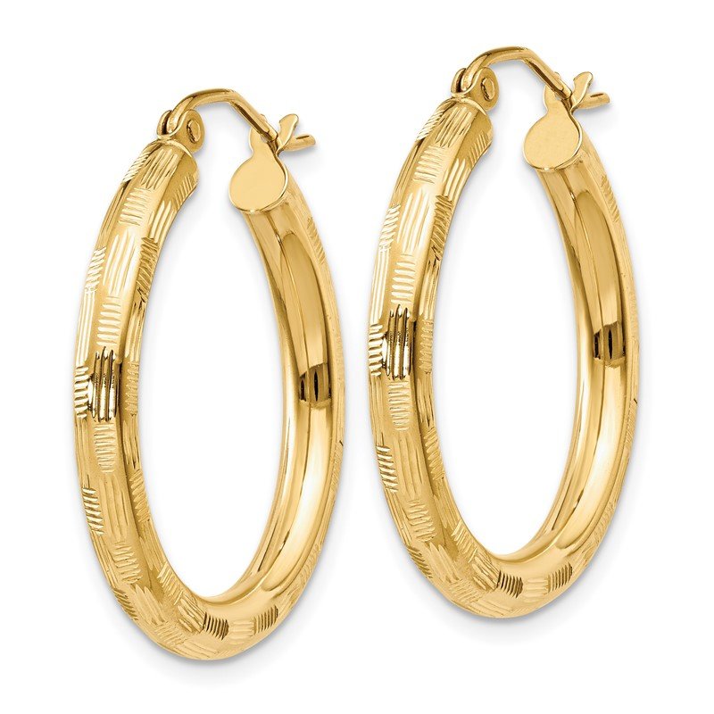 14k Diamond-cut Hoop Earrings