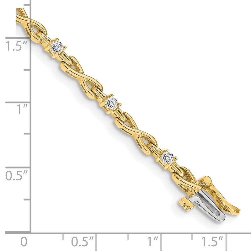 14k Complete 1/2 carat Round VS Diamond 4-prong X-design 7 inch Tennis Bracelet