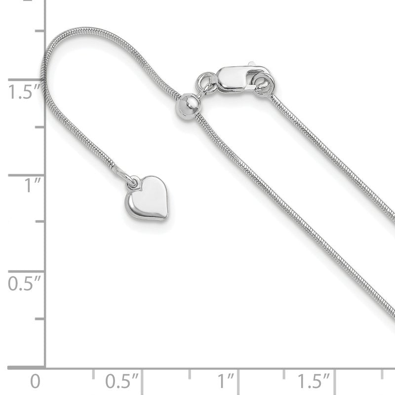 Sterling Silver RH-plated Adjustable Snake Chain Anklet