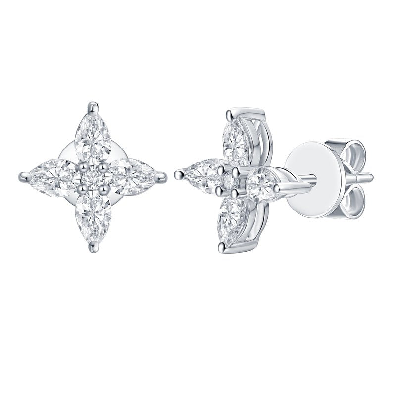 Smiling Rocks 0.79Ct E-F/SI1 Lab Grown Diamond Pear Cut Floral Earrings