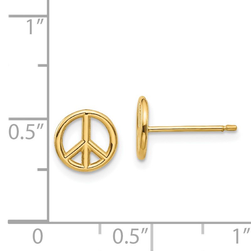 14K Polished Peace Symbol Post Earrings