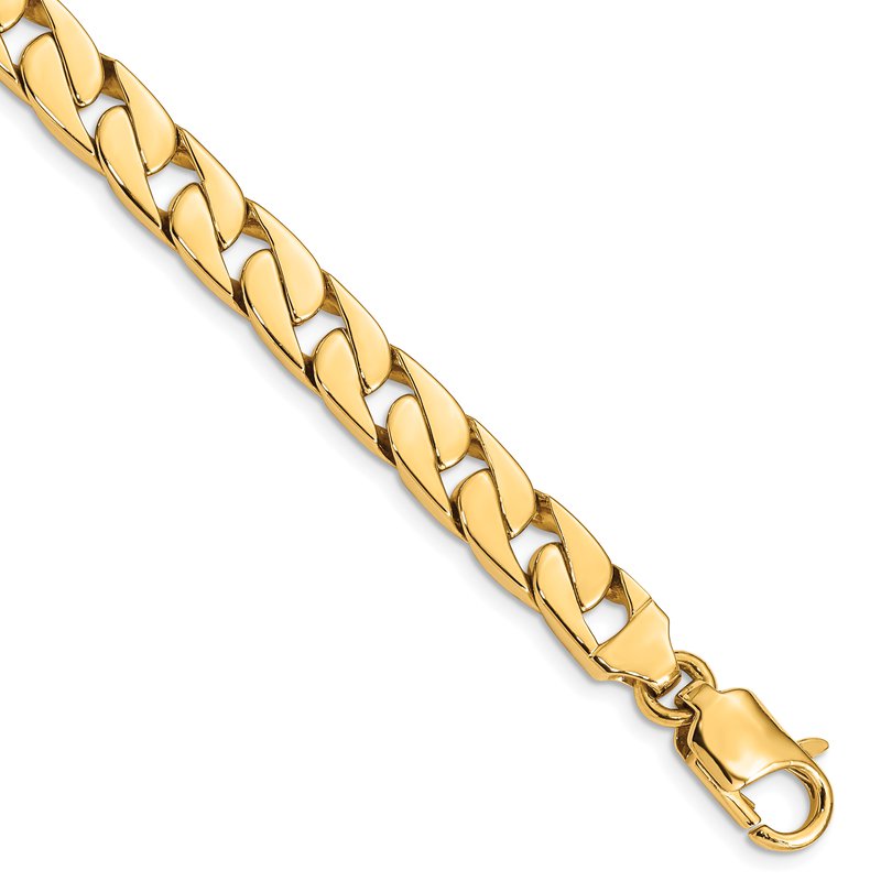 14K 20 inch 8mm Hand Polished Long Link Half Round Curb with Lobster Clasp Chain