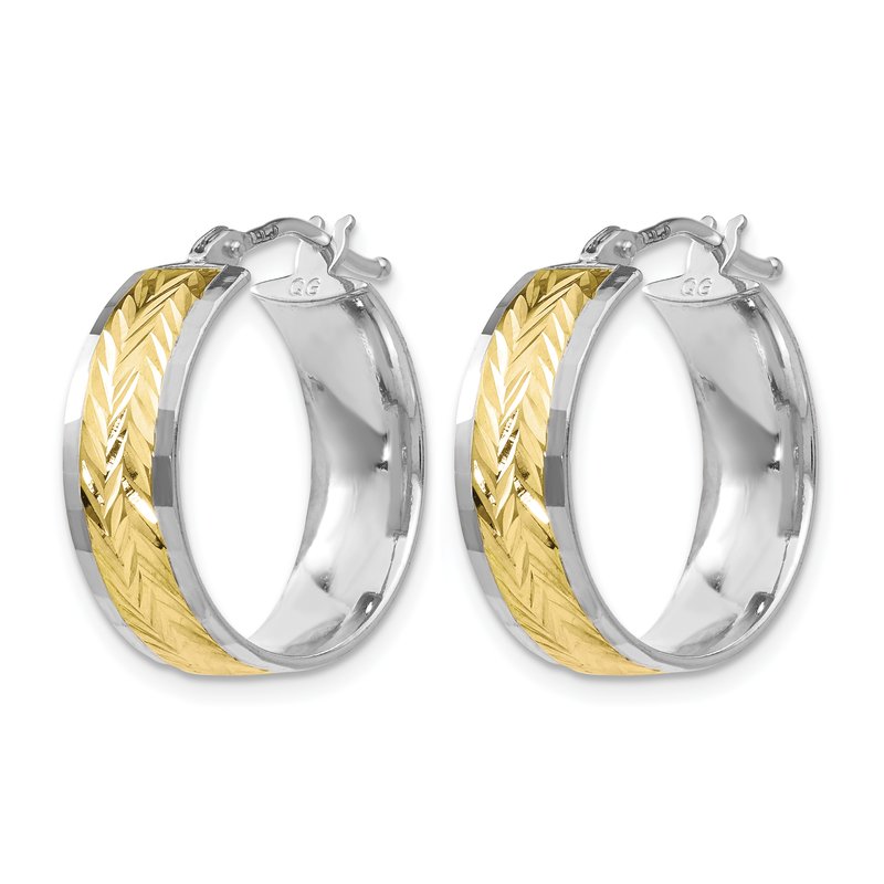 10K w/ White Rhodium Plating Polished and D/C Earrings