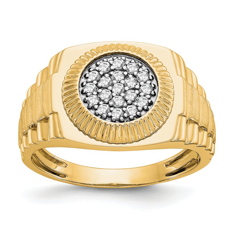 14K White Gold Men's 1/4 carat Lab Grown Diamond VS+ F+ Complete Heirloom Ring