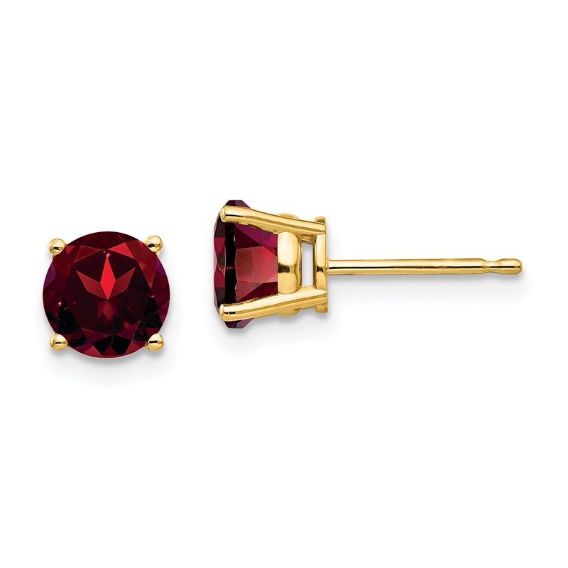 14k 6mm Round Garnet Post Earrings