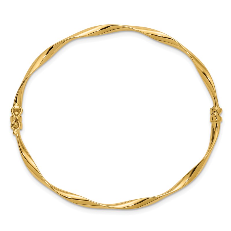 14K Polished Twisted Hinged Bangle