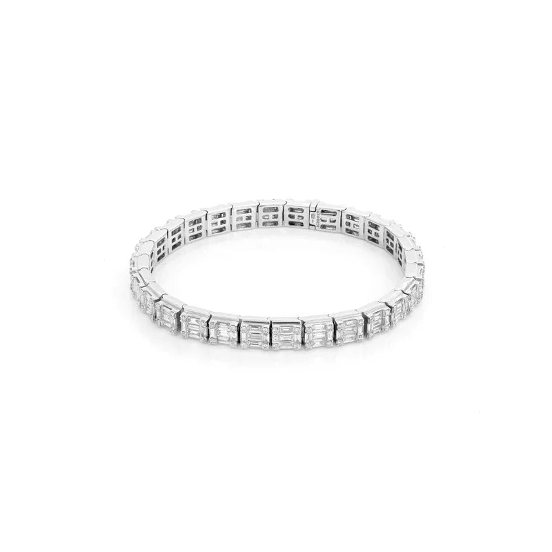 Baguette &amp; Round Soft Edge Link Bracelet 14k 9.40ctw