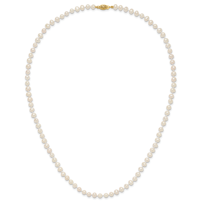 14k 4-5mm White Near-Round Freshwater Cultured Pearl 16 inch Necklace