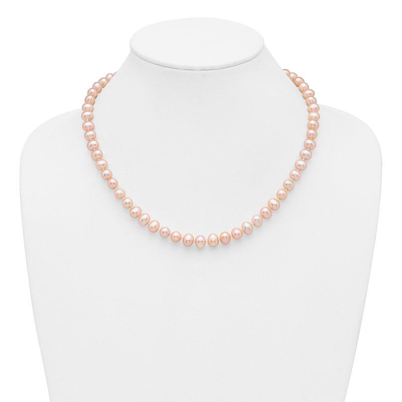 14k 7-8mm Pink Near-Round Freshwater Cultured Pearl 16 inch Necklace