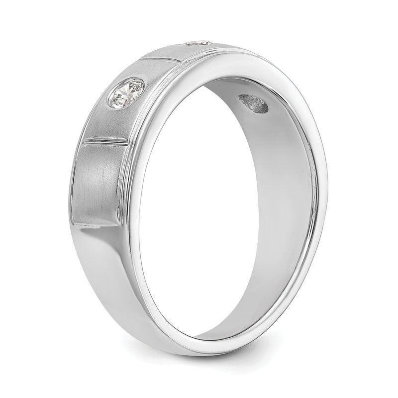 14K White Gold Men's 1/3 carat Lab Grown Diamond VS/SI  D E F  Band