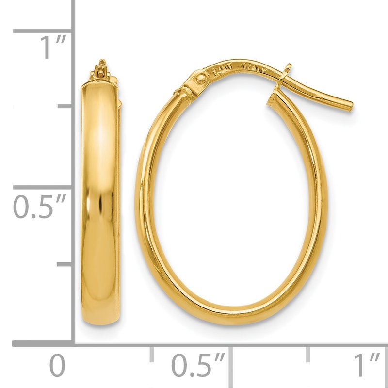 14K Polished Oval Hoop Earrings