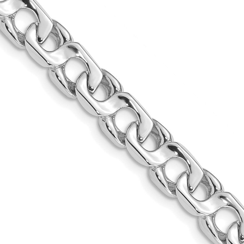 14K White Gold  20 inch 7.4mm Hand Polished Fancy Link with Fancy Lobster Clasp Chain