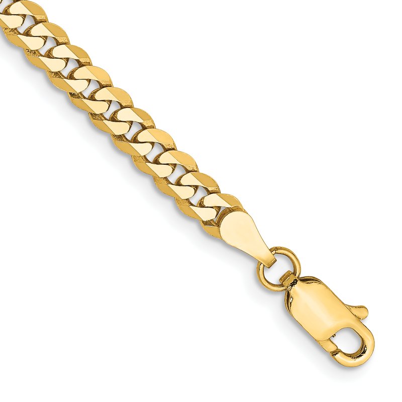 14K 26 inch 3.9mm Flat Beveled Curb with Lobster Clasp Chain