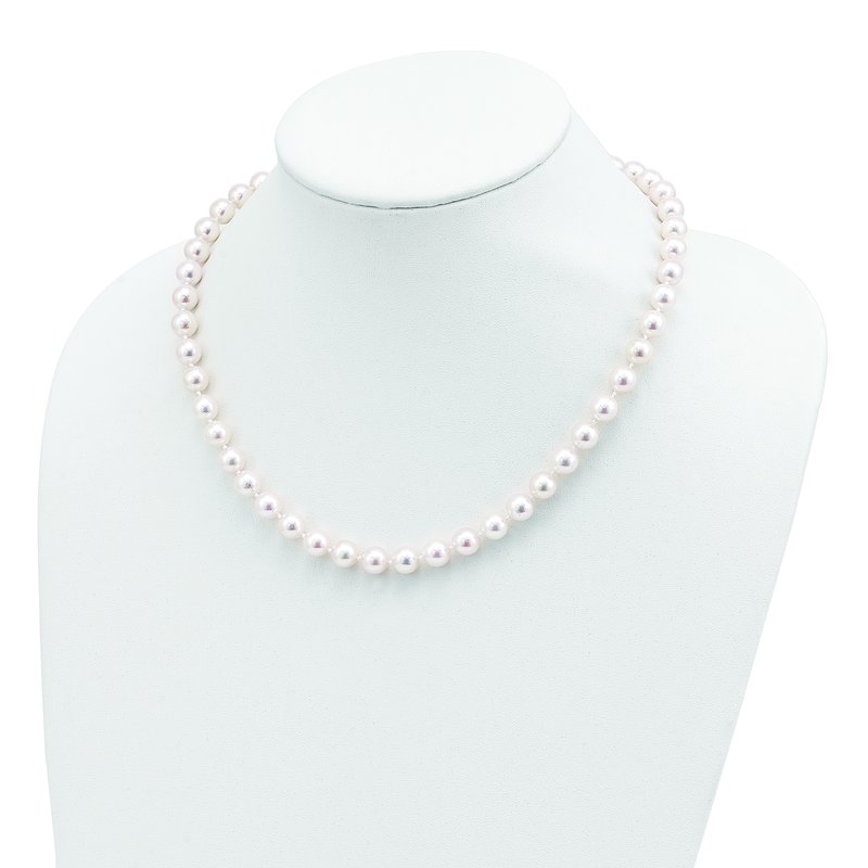 14k 8-9mm White Round Akoya Saltwater Cultured Pearl 18 inch Necklace