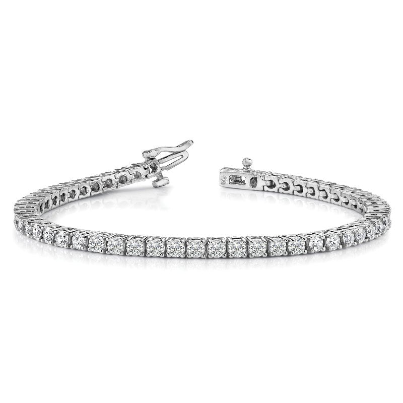 14k White Gold Complete 1.84 carat Round AA Diamond 4-prong 7 inch Tennis Bracelet