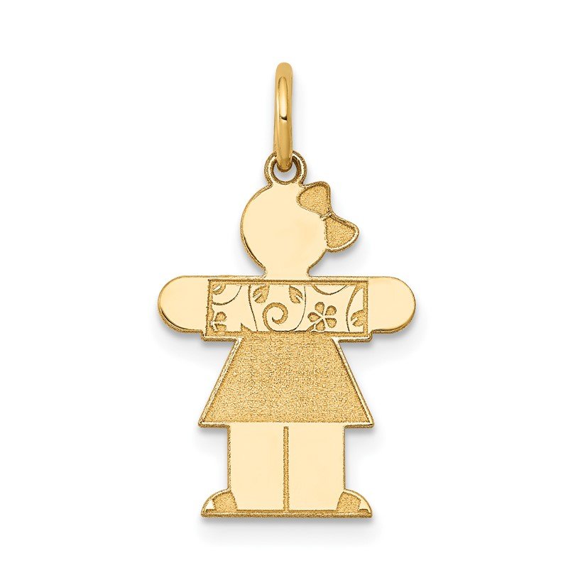 14k The Kids Small Floral Dress Girl Engravable Hugs Charm