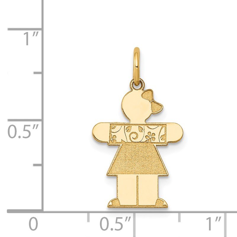 14k The Kids Small Floral Dress Girl Engravable Hugs Charm