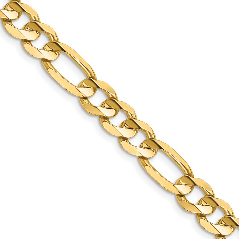 14K 26 inch 7.5mm Concave Open Figaro with Lobster Clasp Chain