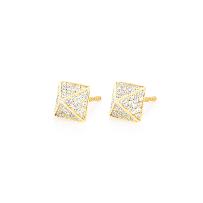 Pyramid Cluster Stud Earrings 14K