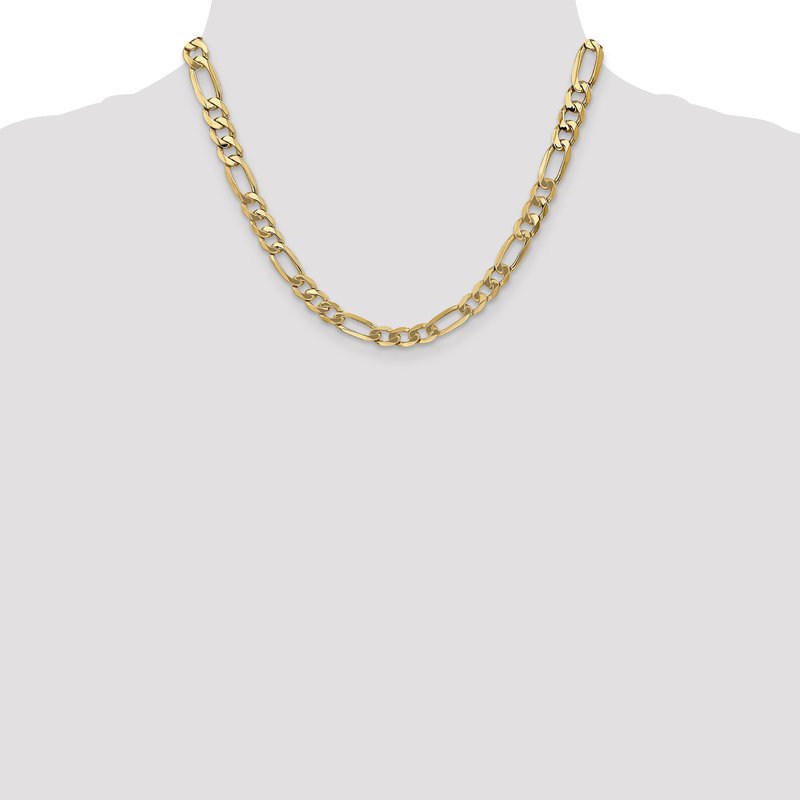 14K 26 inch 7mm Flat Figaro with Lobster Clasp Chain