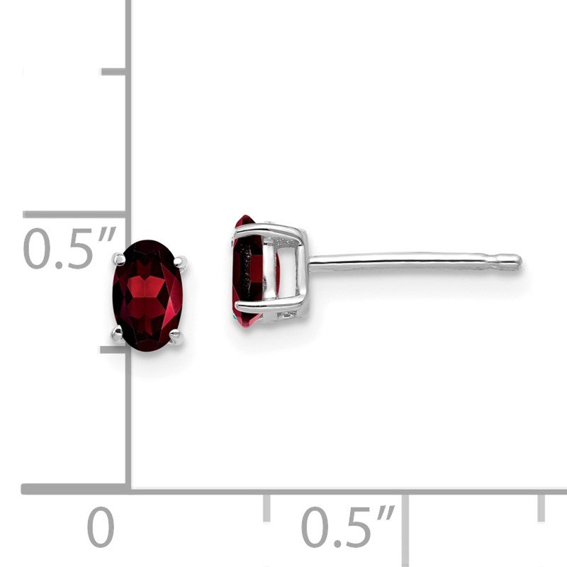14k White Gold 5x3mm Oval Garnet Post Earrings