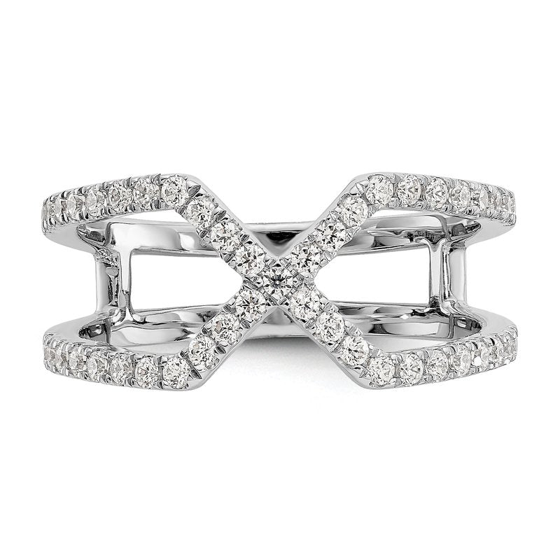 14K White Gold 1/2 carat Lab Grown Diamond VS+ F+ Complete Geometric Ring