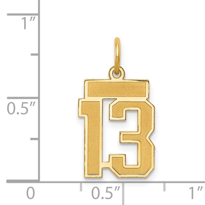 14k Small Satin Number 13 Charm