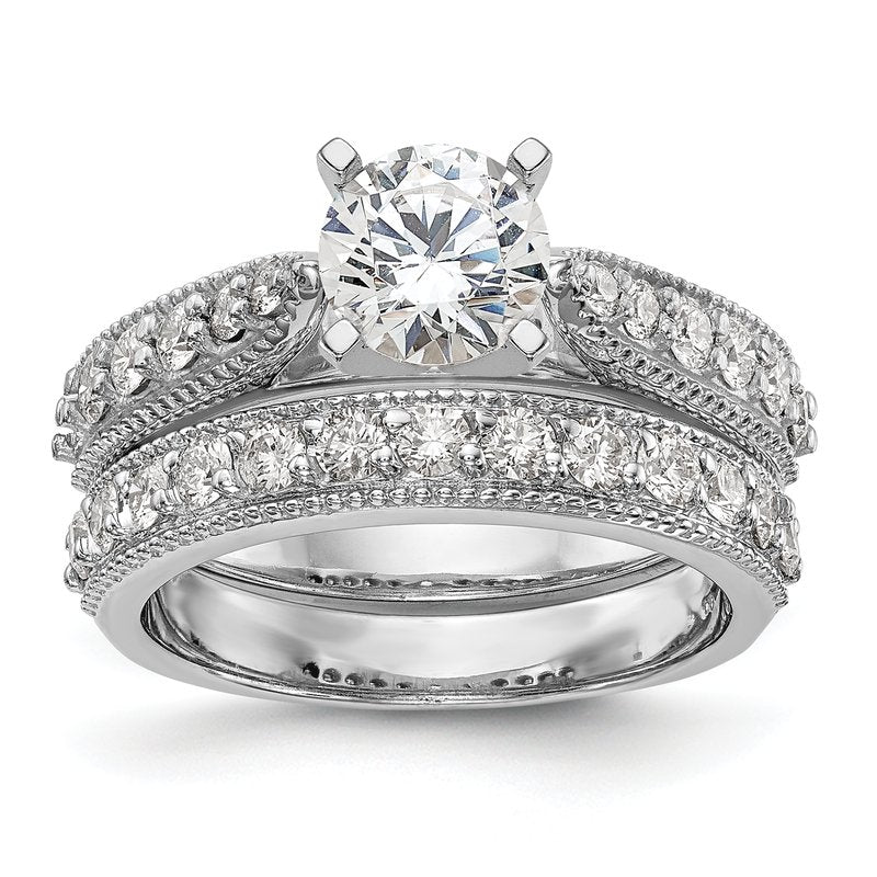 14K White Gold 1/3 carat Lab Grown Diamond VS/SI  D E F  Semi Mount Peg Set Ring