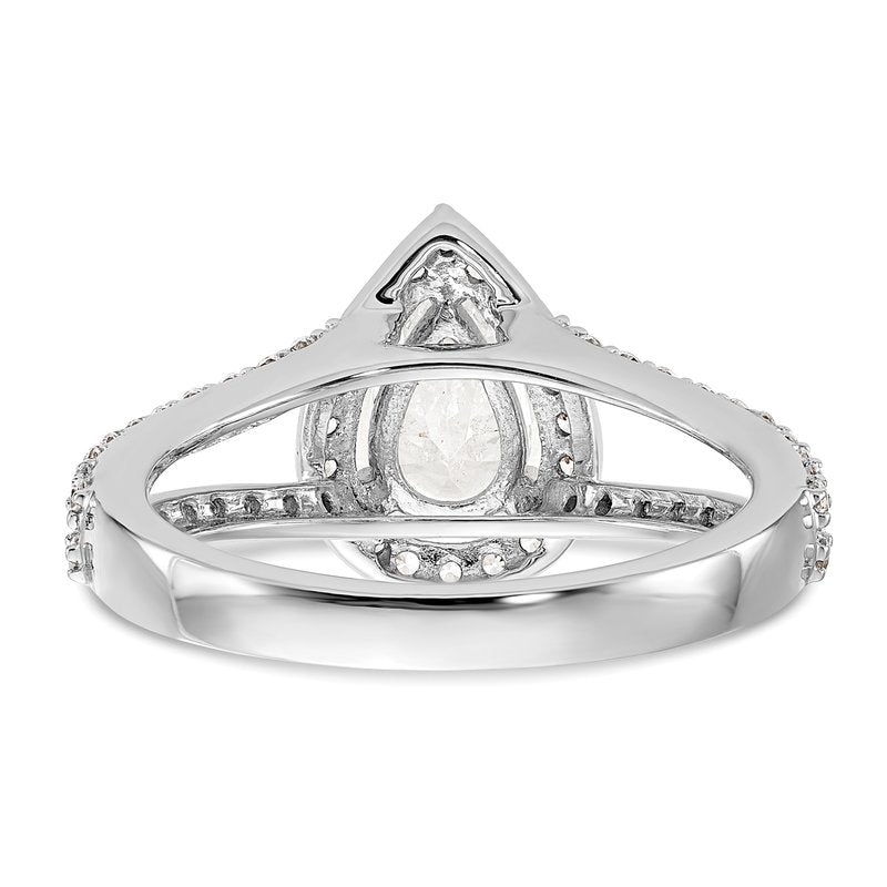 14K White Gold 5/8 carat Lab Grown Diamond VS/SI  D E F  Semi Mount Pear Halo Engagement Ring