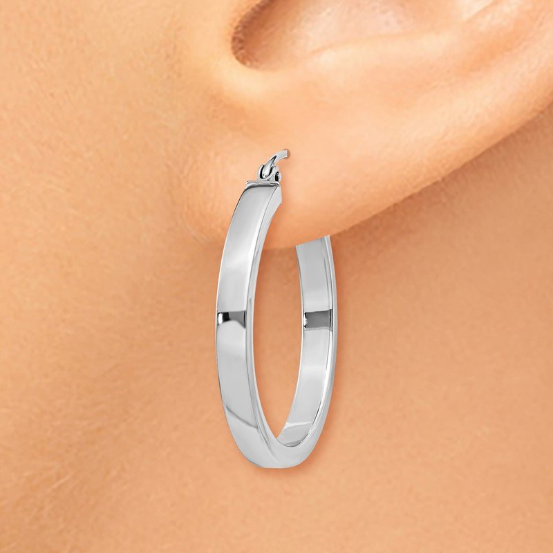 14k White Gold 2x3mm Rectangle Tube Hoop