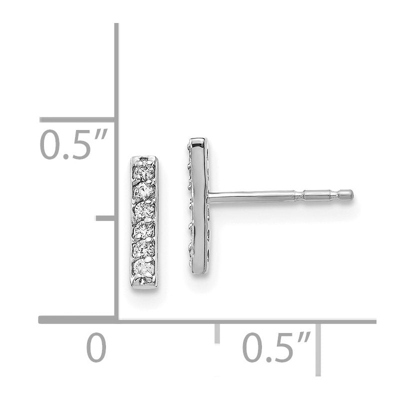 14k White Gold 1/10 carat Diamond Bar Earrings