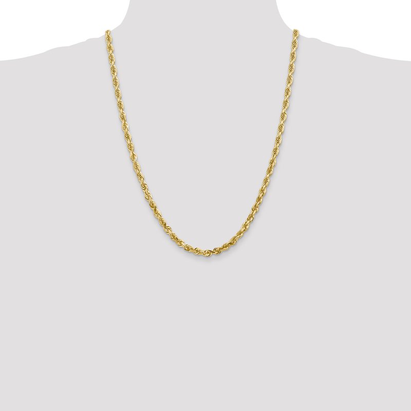 14K 26 Inch 5mm Diamond-cut Quadruple Rope Lobster Clasp Chain