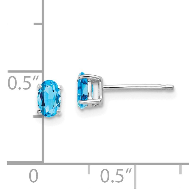 14k White Gold 5x3mm Oval Blue Topaz Post Earrings