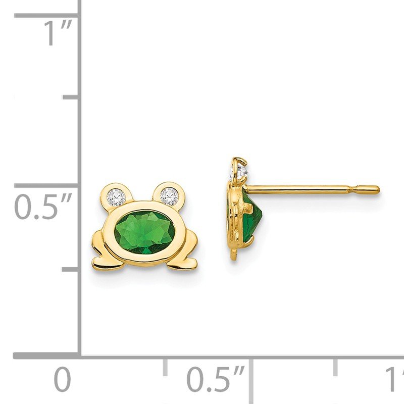 14k Madi K CZ Children's Frog Post Earrings